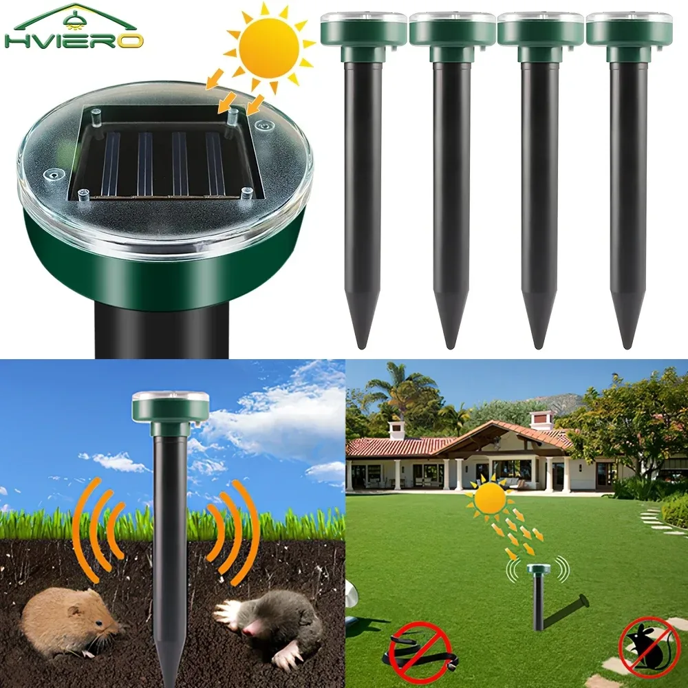 4/8X Solar Repeller Powered Ultraschall Sonic Mouse Mole Pest Nagetier Repellent Vibration Welle Hof Outdoor Garten Rasen Bauernhof Feld