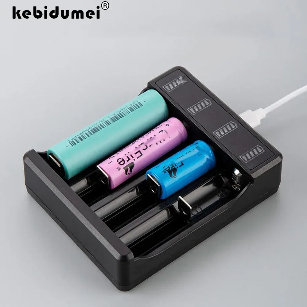 Universelles Batterieladegerät mit LED-Anzeige und Kabel, 3,7 V, intelligentes, schnell wiederaufladbares Lithium-Batterieladegerät für 18650, 16650, 14500