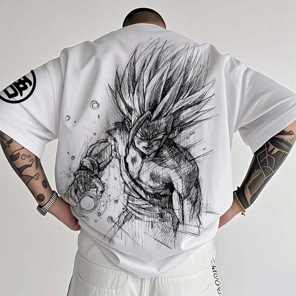 Dragon Ball Animation T-Shirt Herren Sommer Neue Doppelseitige Druck Lose Casual Harajuku Trendy Kurzarm Eltern-kind-Top