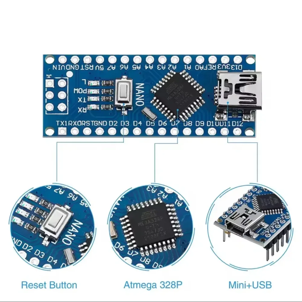 Nano 3.0 Mini Type-C Micro USB mit Bootloader-kompatiblem Nano-Controller für Arduino CH340 USB-Treiber 16Mhz ATMEGA328PB