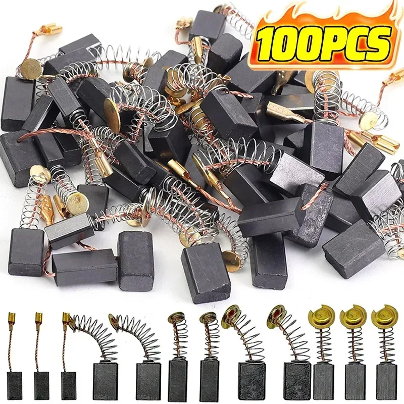 50/100 Stück Hochleistungs-Kohlebürsten mit Metallbasis ? für Bohrmaschinen, Schleifmaschinen, Schleifgeräte, Motoren ? Langlebiges Motor-Reparaturteile-Set