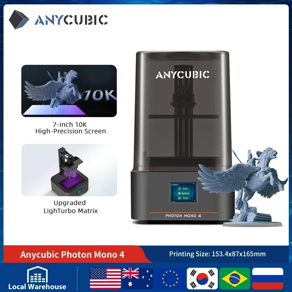 VORVERKAUF ANYCUBIC Photon Mono 4 AE 3D-Drucker 7 Zoll 10K hochauflösender Bildschirm Hochgeschwindigkeits-UV-Harzdrucker Druckbereich 153×87×165mm