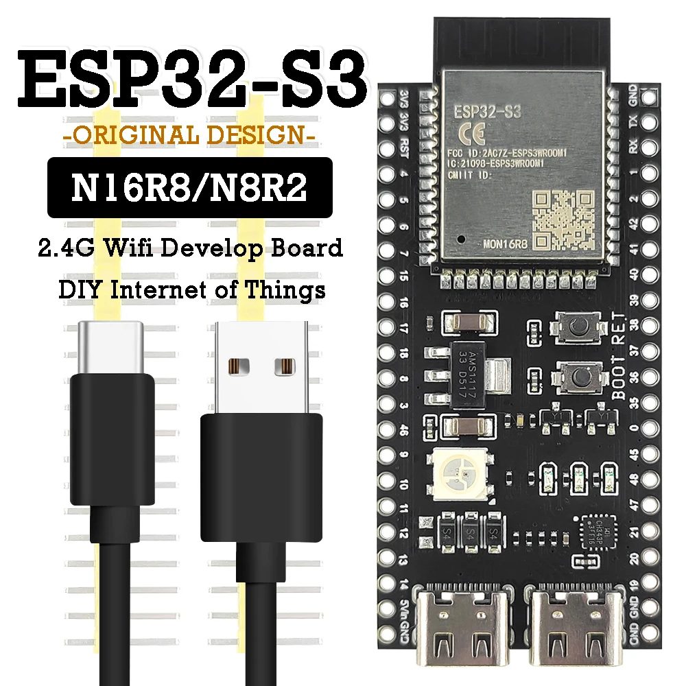 ESP32-S3 Entwicklungsboard 2,4G WLAN-Modul für Arduino ESP IDF ESP32-S3WROOM1 N8R2 N16R8 44-Pin Typ-C 8M PSRAM ESP32 S3