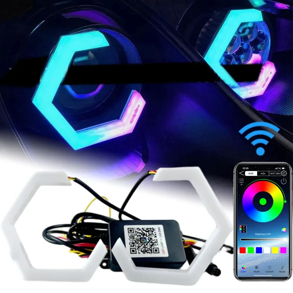 12V 24V 2PCS LED Angel Eyes Hexagon Halo Ringe mit Blinker für R15 V2 V3 KTM Rc 390 MT 15 Modifikation