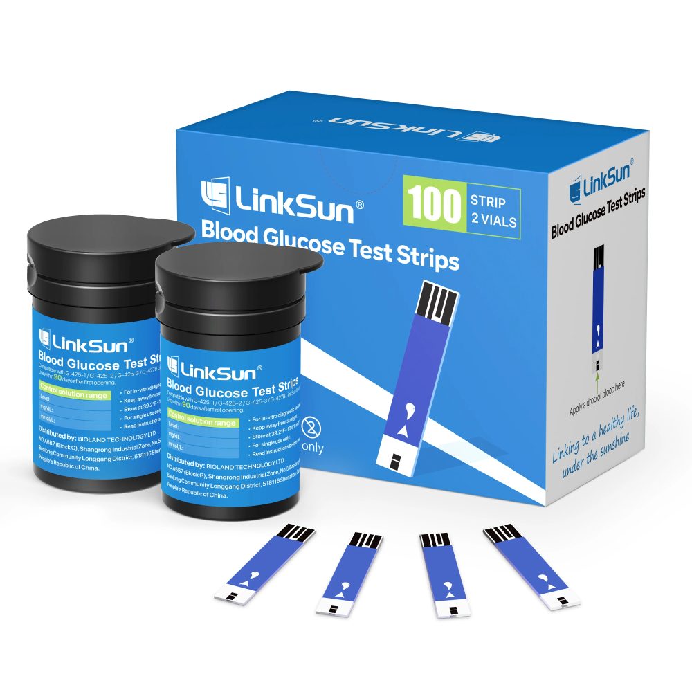 (50/100/200/300/500 Stück für G-427B und G-425-2/-3) Linksun Blutzuckermessgerät Teststreifen und Lanzetten für Diabetes-Zubehör
