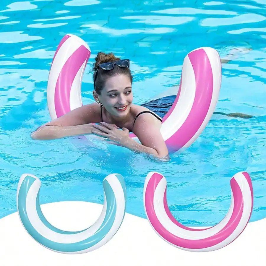 1 Stück neuer gestreifter U-förmiger aufblasbarer Schwimmring, Schwimmbad-Schwimmreifen im Bogenform-Design, verdicktes PVC-Schwimmgerät, für den Sommer