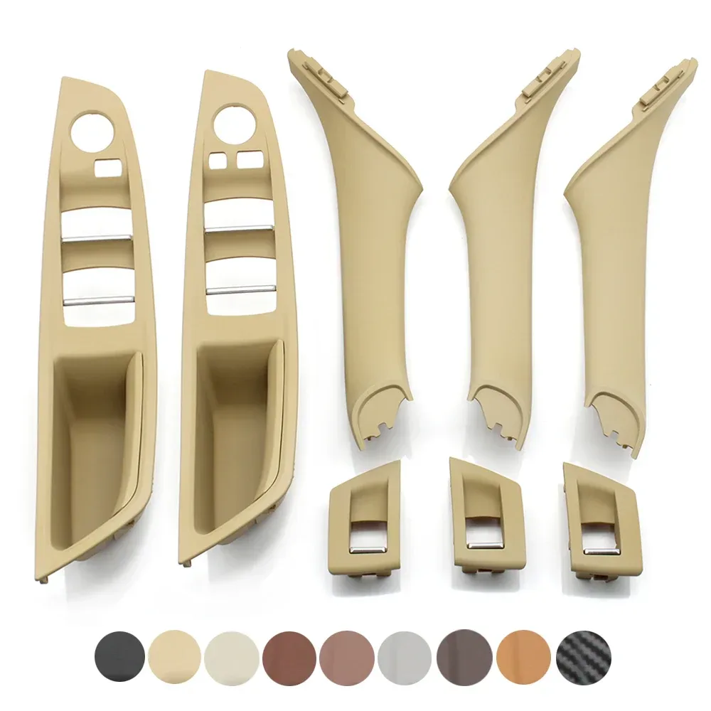 9 farben Links Stick LHD Beige Schwarz Carbon Faser Auto Innen Türgriff Pull 7PCS Set Für BMW 5 serie F10 F18 523 525 528