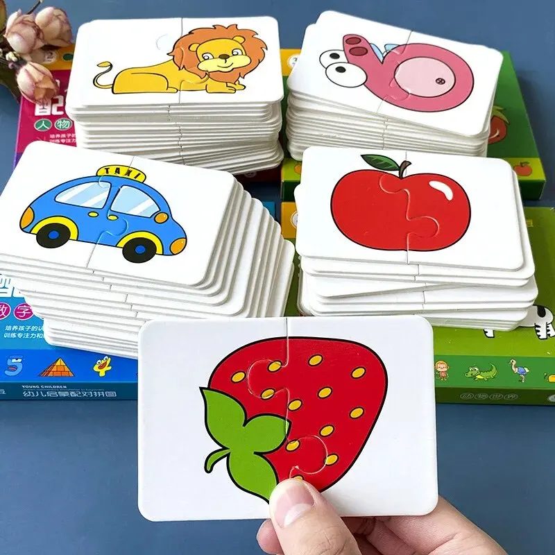 32-teiliges Aufklärungskarten-Matching-Puzzle für frühe Bildung, Cartoon-Muster, kognitives Spielzeug für Jungen und Mädchen