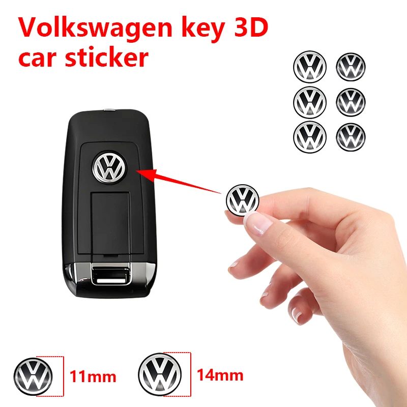 14mm 11mm Aluminium Auto-Fernbedienungsschlüssel-Emblem-Aufkleber für VW Golf GTI 5 7 Passat Scirocco Jetta B5 B6 Mk6 Polo Zubehör 3D