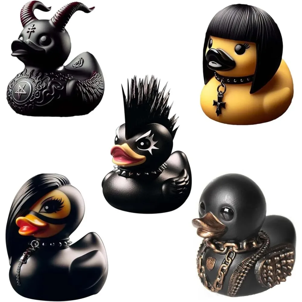 7-teiliges Whimsy Goth Enten-Deko-Set, Punk-Ente Goth-Ente - Garage Kits, Einzigartige Gothic-Geschenke & Sammlerstücke