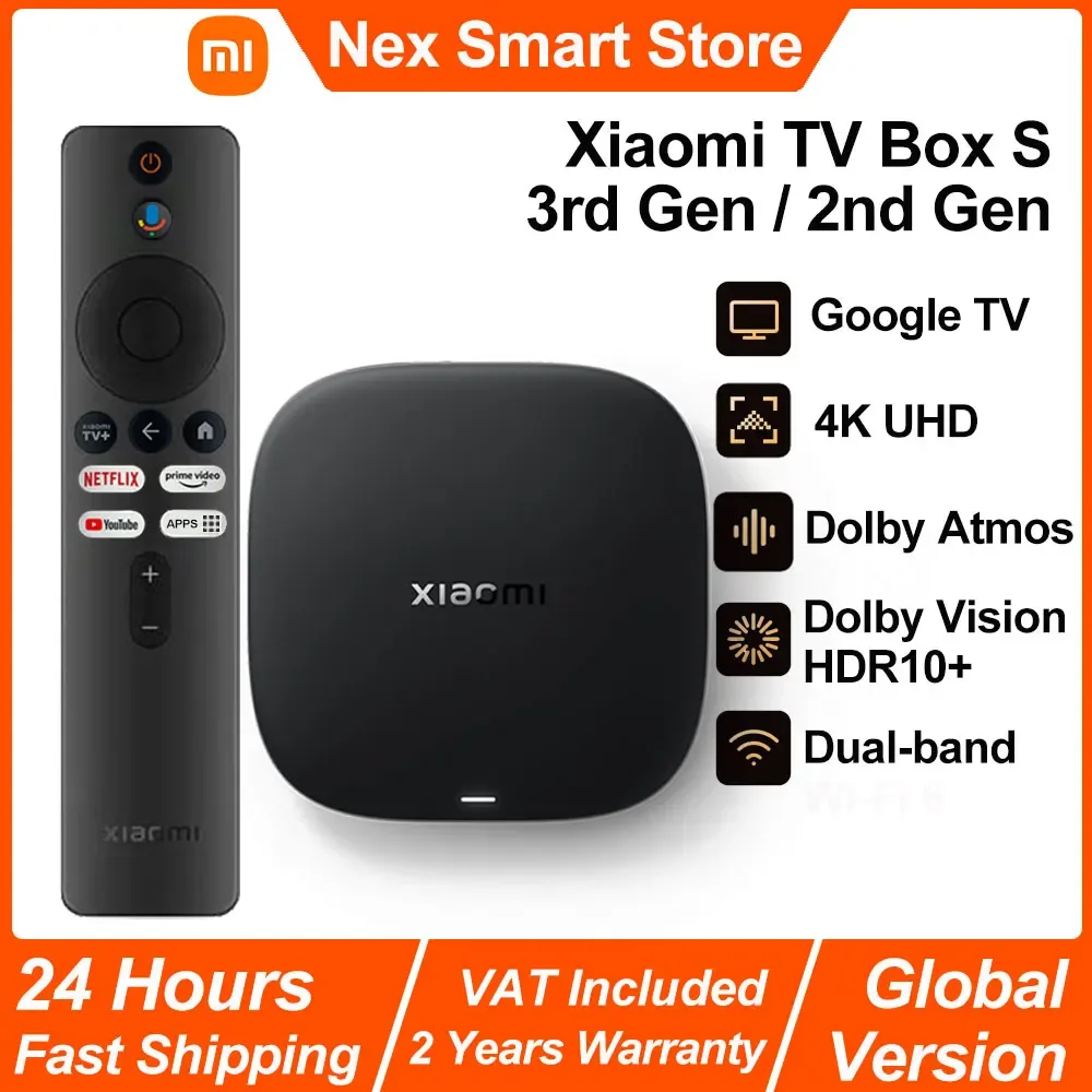 Xiaomi TV Box S 3rd / 2nd Gen, Google TV 4K UHD Media Player, Dolby Vision HDR10+ Smart Android TV Box, Google Assistant BT5.2