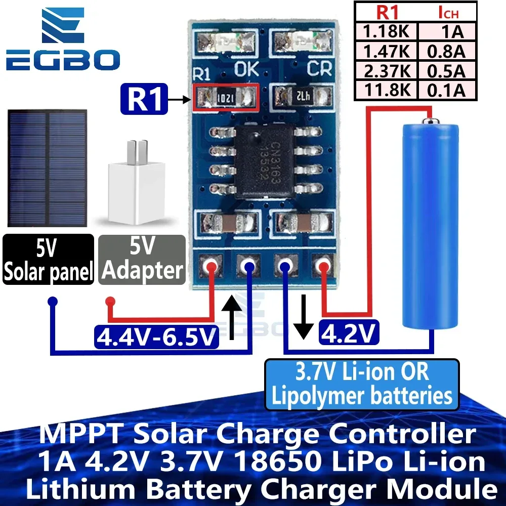 1 ~ 10PCS MPPT 1A 4,2 V 3,7 V 18650 LiPo Li-Ion Lithium-Batterie Ladegerät Modul Solar Panel batterie Laden SD05CRMA
