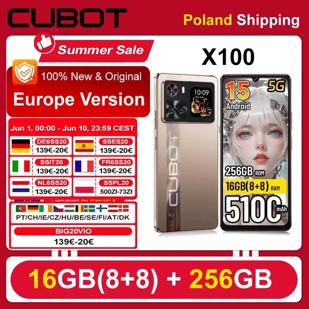[Versand aus Polen] Cubot X100 Android 15 5100mAh 33W NFC 5G Smartphone 6,88