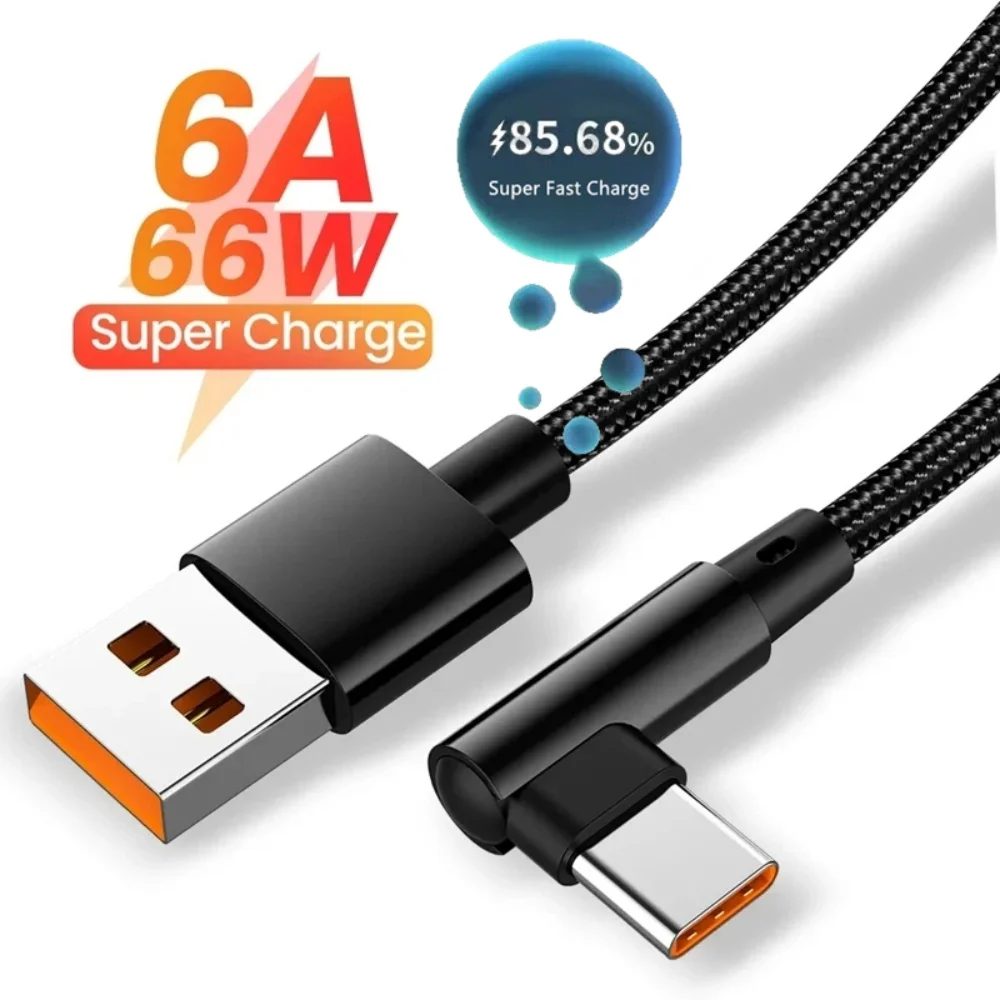 0,25 M/1 M/1,5 M/2 M/3 M 66 W 6A Einzigen Ellenbogen schnelle Ladung USB Zu Typ C Daten Draht Schnell Ladung Ladekabel Schnelle Lade Daten Kabel
