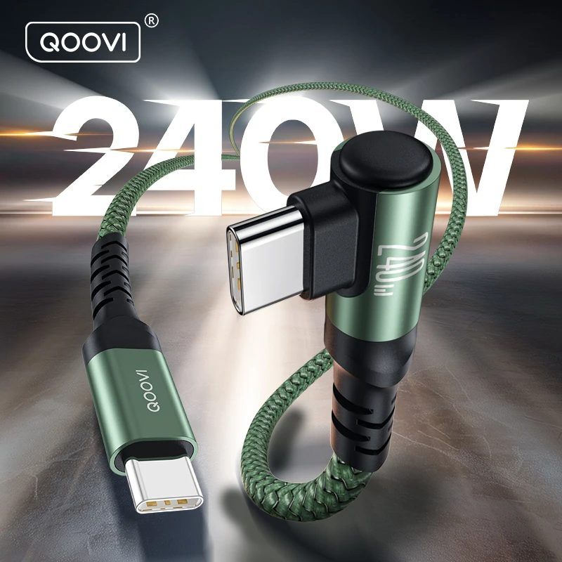 QOOVI PD240W Winkelkabel Ultra-Schnelles Ladekabel USB Typ-C Kabel PD3.1 Schnellladung für Laptop Samsung Xiaomi iPhone 17 MacBook