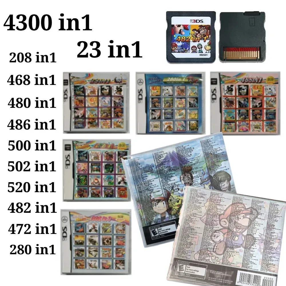 4300-in-1 Kompilation DS NDS 3DS 3DS NDSL Spielkassette Videospiel-Handheld-Player (R4-Karte) 23in1/208in1/280in1/482/486