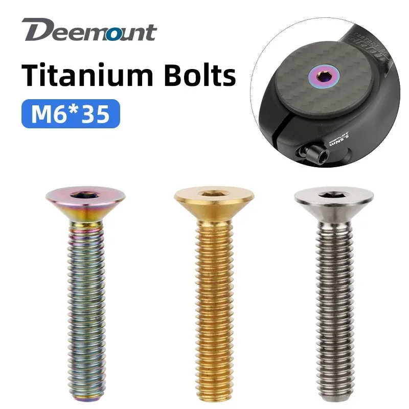 Deemount Fahrrad-Steuersatzschrauben Titan M6*35mm CNC Senkkopf Vollgewinde MTB BMX Fahrräder Vorbau-Topcap Ti Halteschraube