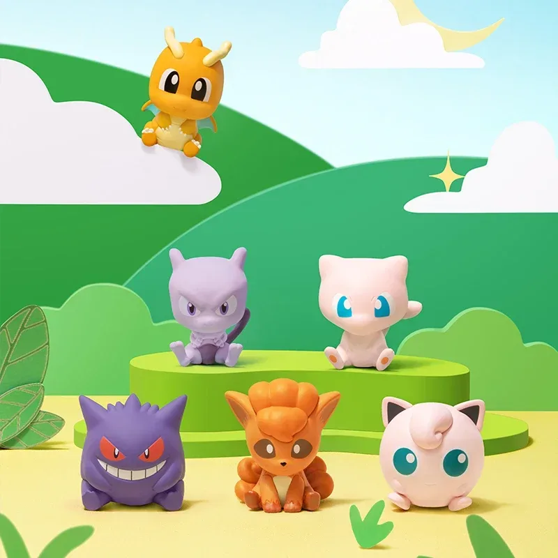 Original Pokemon Mini Actionfiguren Dragonite Gengar Vulpix Mewtwo Spielzeug Mini Modell Dekorative Ornamente Süßes Geburtstagsgeschenk