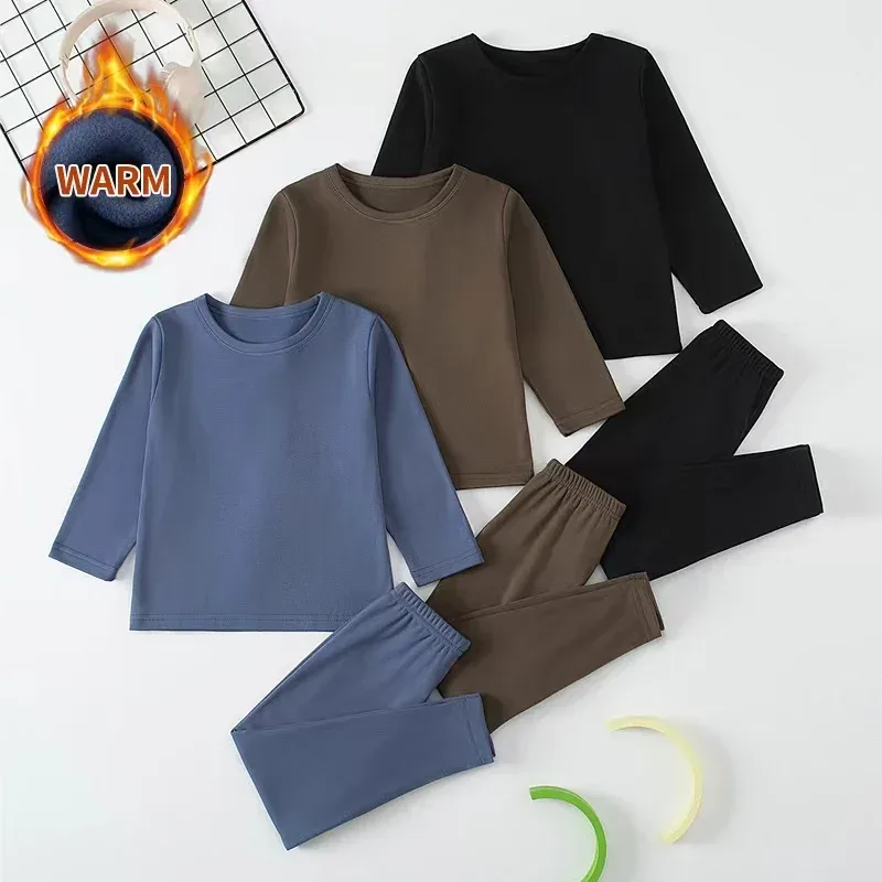 2-teiliges Set für Kinder im Herbst und Winter, Rundhalsausschnitt, warmer Freizeitanzug für Jungen und Mädchen, bequemes Sport-Home-Base-Shirt-Set