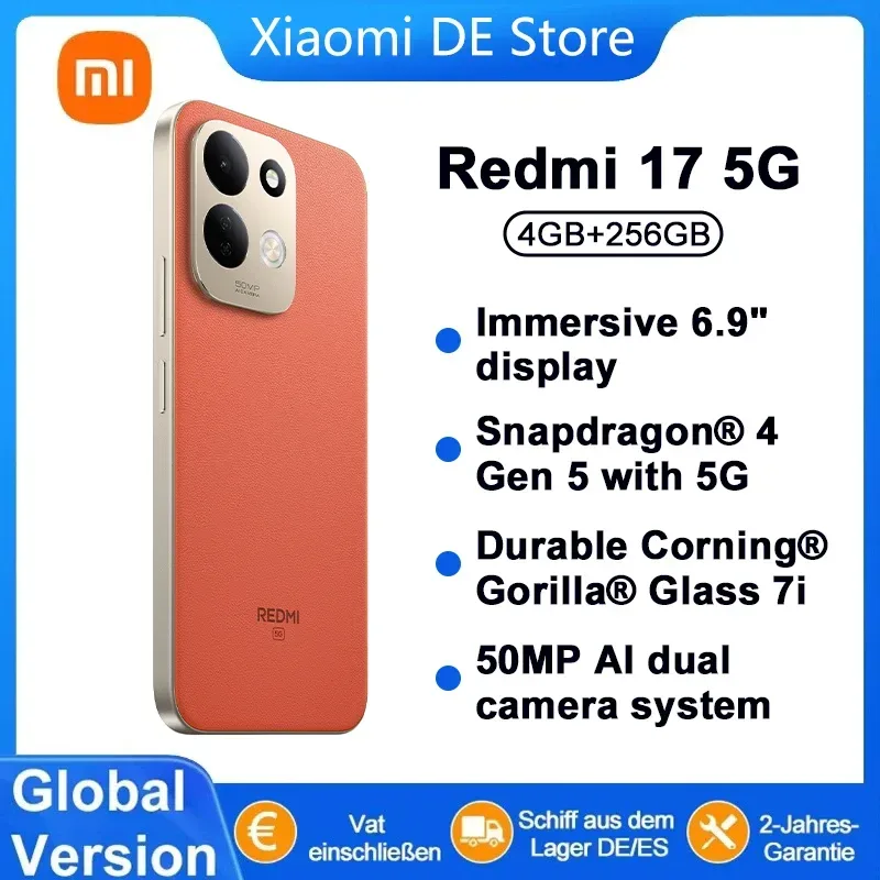 Global Version Redmi 17 5G Mobile Phones NFC 50MP AI Dual Camera System 7500mAh Battery Smartphone Snapdragon 4 Gen 5 With 5G