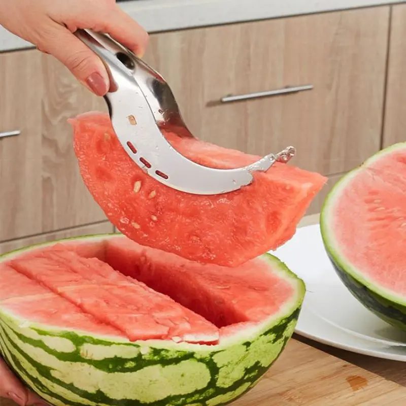 Wassermelonen-Schneidemesser, schnelles Schneidemesser für Melonen, Entkerner, Obst- und Gemüsewerkzeug, Wassermelonen-Clip, Küchenzubehör