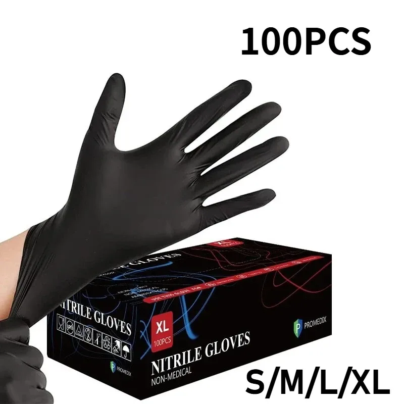 10/20/50/100 Stück Einweg-PVC-Handschuhe aus schwarzem Nitril, wasserdicht, latexfrei, für die Autoreparatur, lebensmittelechte Arbeitshandschuhe zum Färben von Haaren
