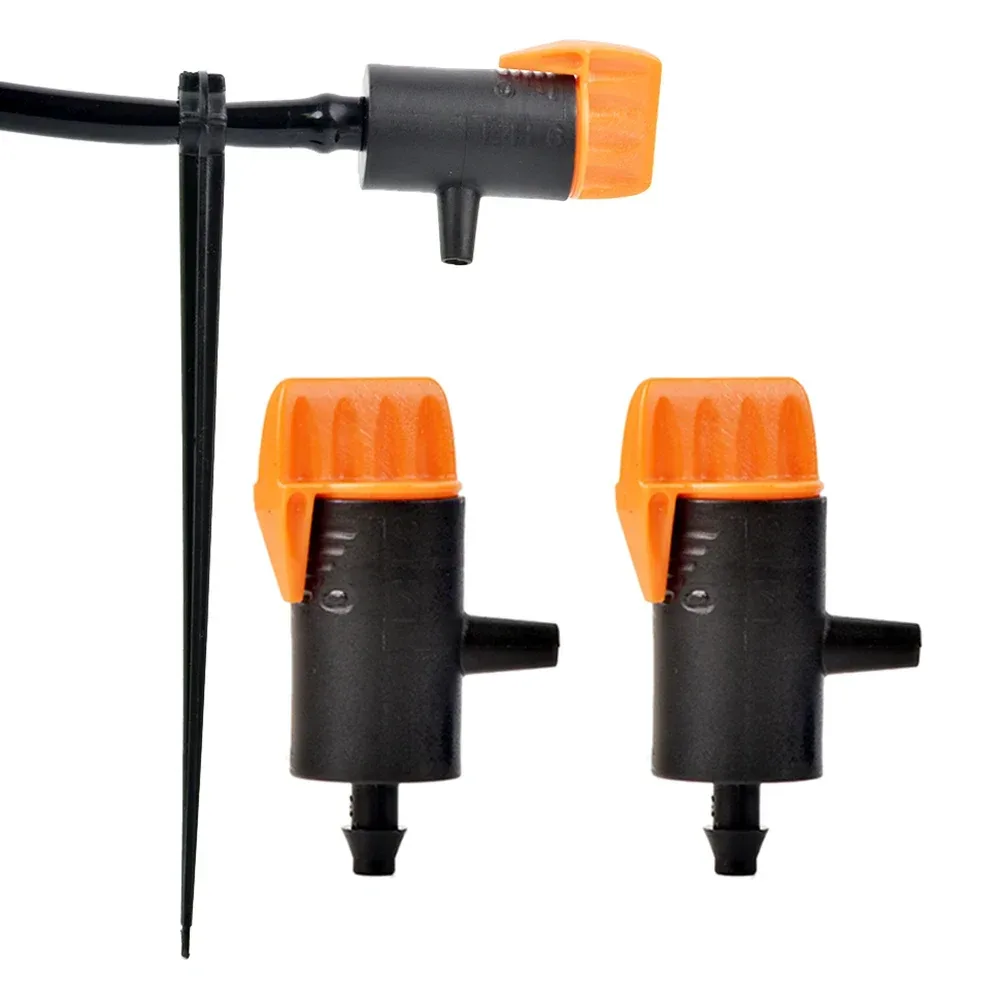 10?50 Stück 0?60 l/verstellbarer Tropfer, Mikro-Tropfbewässerungsregler, Emitter, 4/7 mm Schlauchanschlüsse, für Blumentopf, Garten, Rasen
