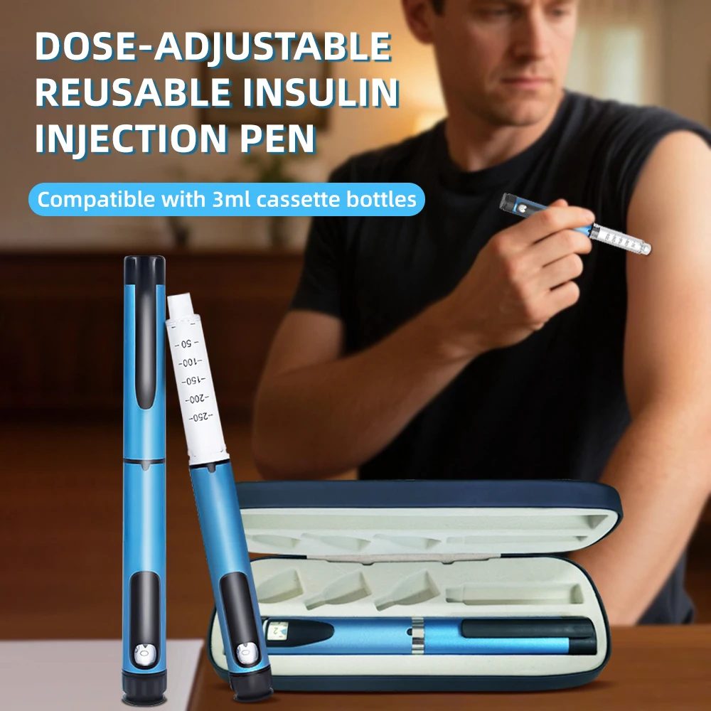 Wiederverwendbarer 60-Einheiten-Peptid-Insulin-Pen für 3 ml Standard-Kartuschenfläschchen mit Verpackungsbox (ohne Kartusche und Nadel)