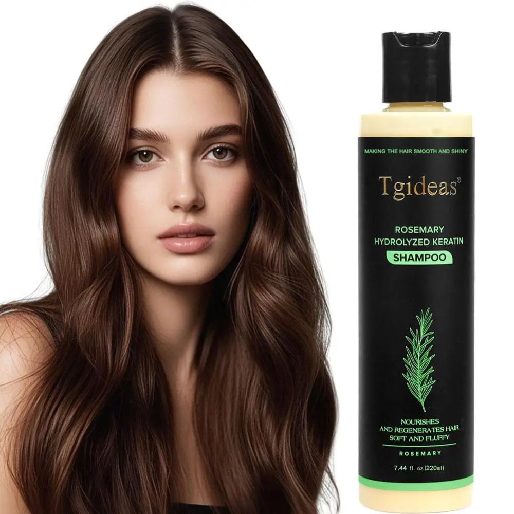 Tgideas Natürliches Rosmarin-Haarshampoo 220ml Organisches Keratin-Shampoo Silikonfrei Reduziert Haarausfall Pflegt die Kopfhaut für Dickeres Haar