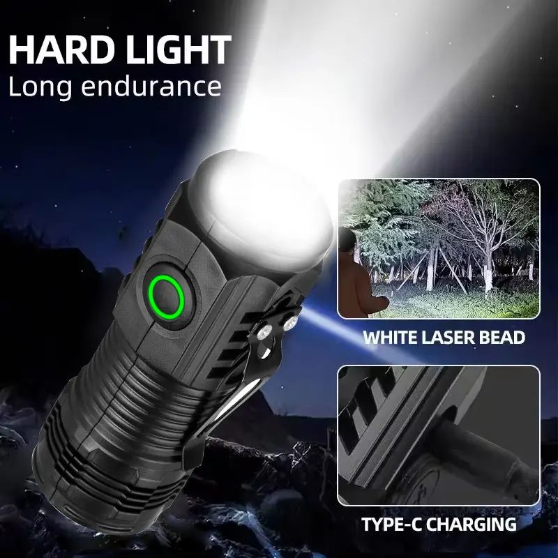 Neue extrem leistungsstarke Taschenlampe, 3-Kern-LED, taktische Mini-Taschenlampe, wiederaufladbar, Hochleistungs-LED-Taschenlampe, Metallstift-Clip-Handlampe