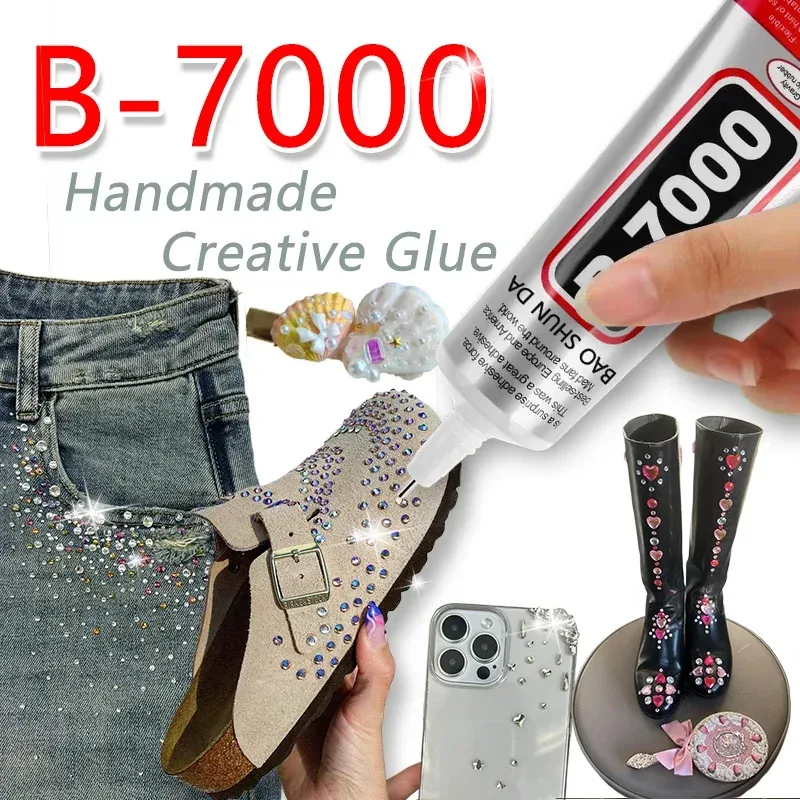 B7000 Glue, Handy-Bildschirmkleber, geeignet für Schmuck, Hausbau-Modelle, Trockenblumen, Holzrahmen, Stoffe, Pappe, Wollstoffe, universelle Bastelarbeiten, kreativer, weicher Kleber,