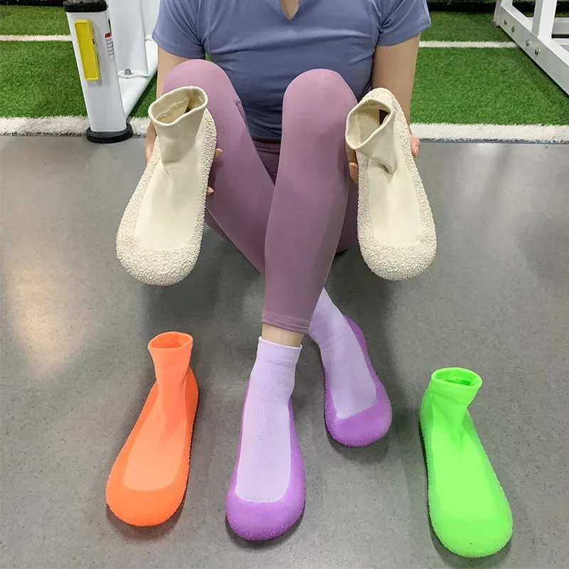 Frau Anti-slip Yoga Fitness Socken Schuhe Kinder Kinder Teen Mädchen Leuchtende Sport Socken Atmungsaktive Baumwolle Nicht-slip gelee Schuhe