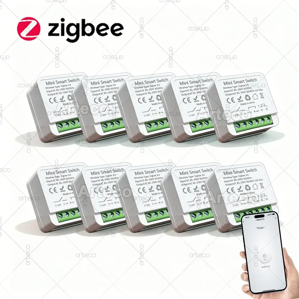 Zigbee 3.0 Mini Smart Switch 16A 2-Wege-Steuerung Relais-Schalter Hausautomation DIY-Modul Lichtschalter Benötigt Gateway-Unterstützung Z2M