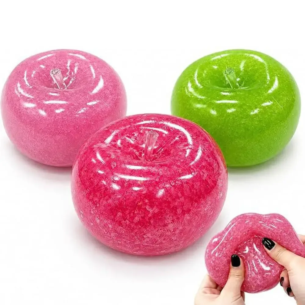 Eisiger Slush Apfel Squishy Spielzeug Glitzer Flüssigsand Stressabbau Langsam aufsteigendes Fidget-Sensorik-Spielzeug Schreibtischdeko Geschenk 3 Farben Slushy Textur