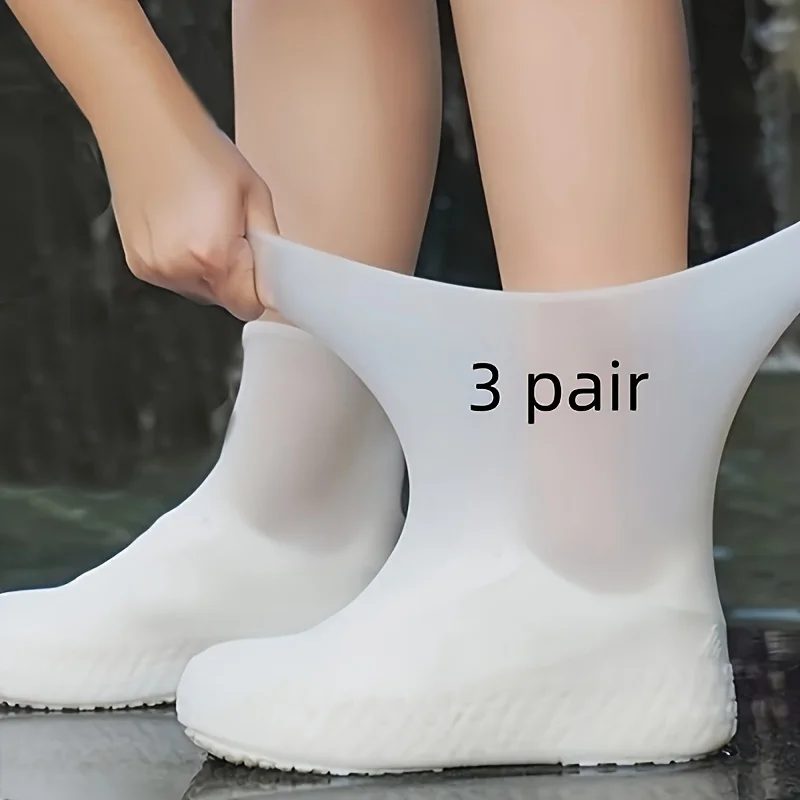 3 Paar Stiefel-Überschuhe, wasserdicht, Unisex-Schuhschutz, elastisch, verschleißfest, für den Außenbereich, wiederverwendbar, für regnerische Tage