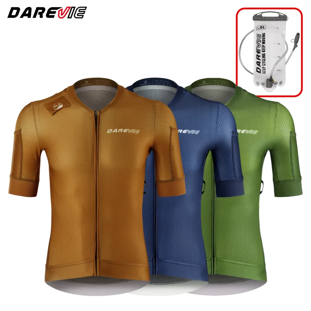 DAREVIE Radtrikot Gravel mit 8 Taschen für lange Fahrten, hochwertiges Herren-Radtrikot, rutschfest, feuchtigkeitsableitend, Herren-Radbekleidung