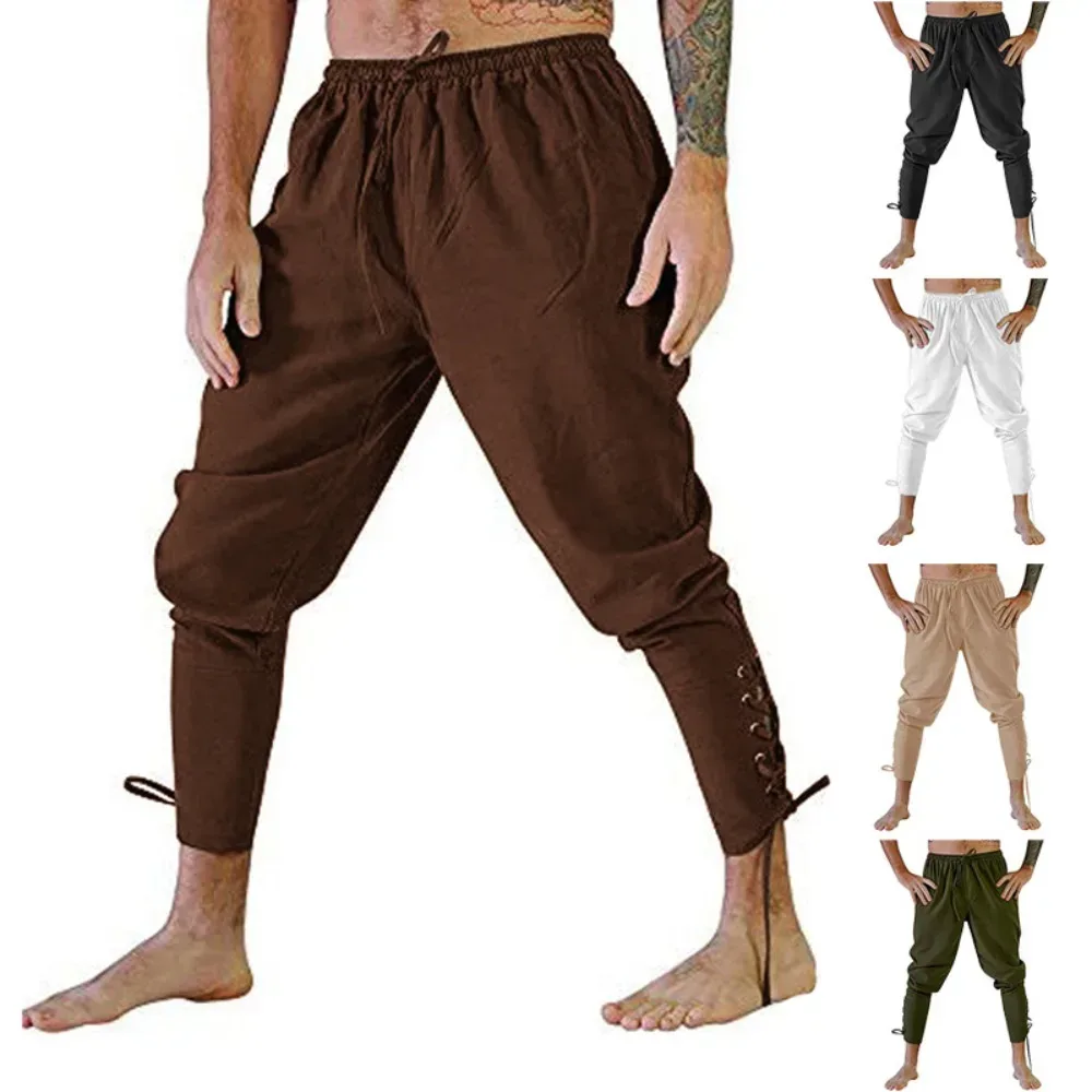 Piratenhose, Wikinger-Kostüm für Herren, Renaissance, mittelalterliche Hose, Kordelzug, Shorts, Halloween-Kostüm, Erwachsene, Cosplay