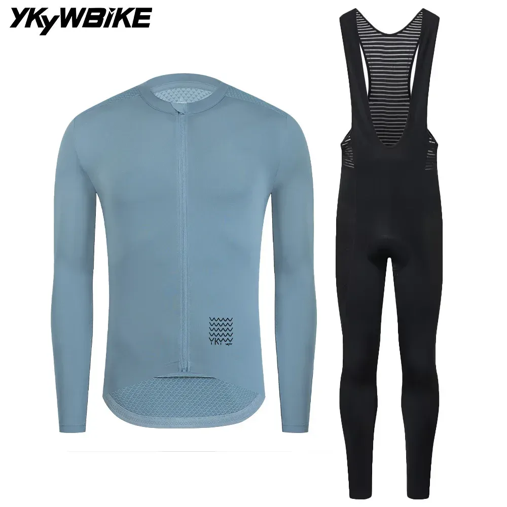 YKYWBIKE Herren-Radsport-Sets, langärmelig, lange Trägerhose, Fahrradbekleidung, Mann, Radfahren, Maillot, Rennrad-Set, Fahrradbekleidung
