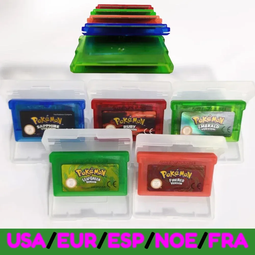 Pokemon-Serie Emerald FireRed Leafgreen Ruby Sapphire 5 Versionen GBA-Spiel in Box für 32-Bit-Videospielkonsole