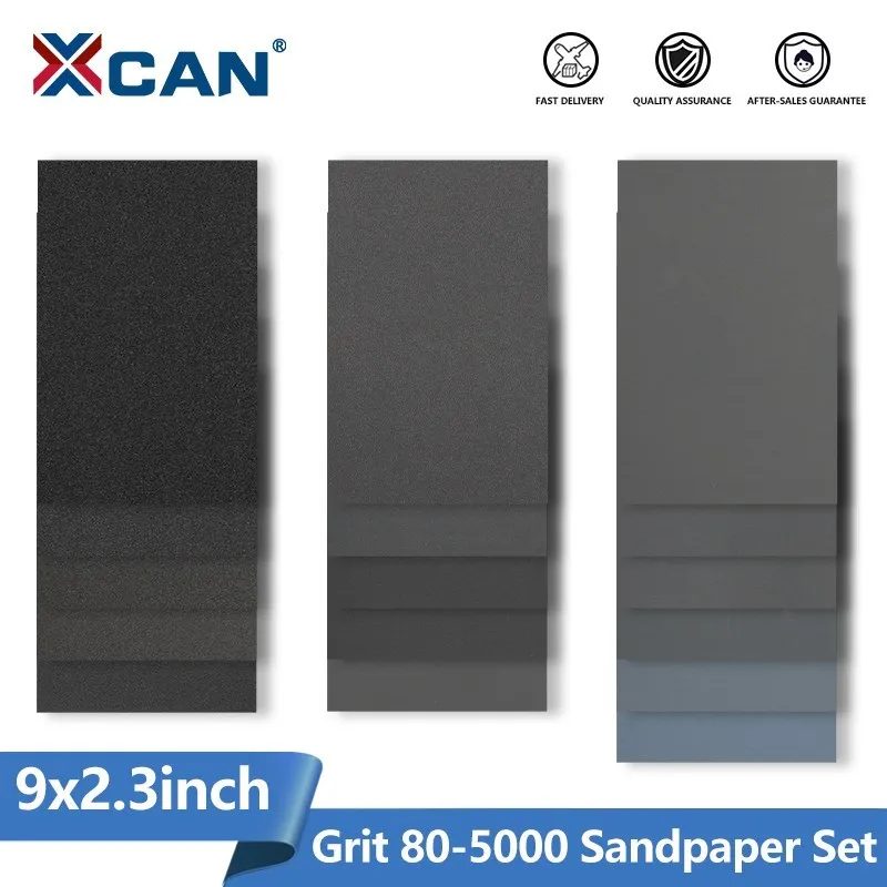 XCAN Schleifpapier-Set, wassertrockenes Schleifpapier, 22,9 x 9,9 cm, Schleifpapier zum Polieren von Holz, Metall und Automobilen