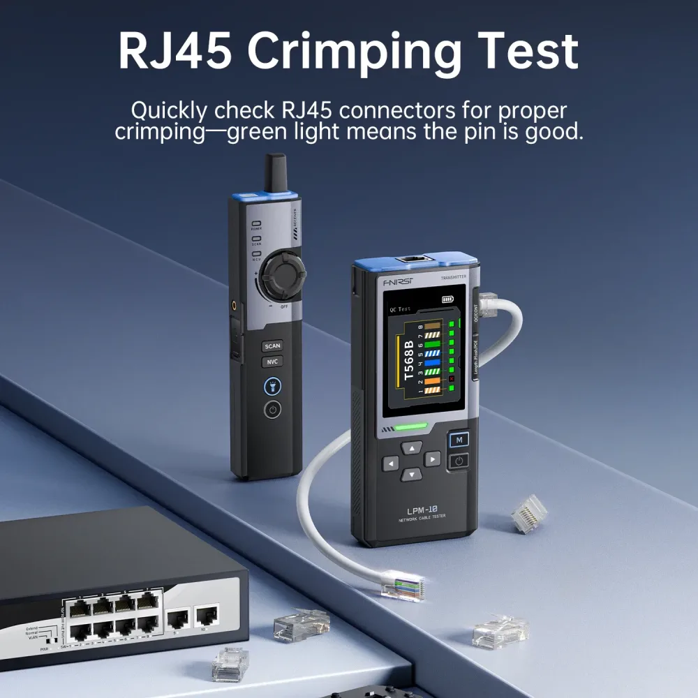 FNIRSI LPM-10A Smart Cable Locator RJ45 RJ11 Line Tracker Längentest Flash Port Anti-Interferenz-Tool für Reparatur und Wartung