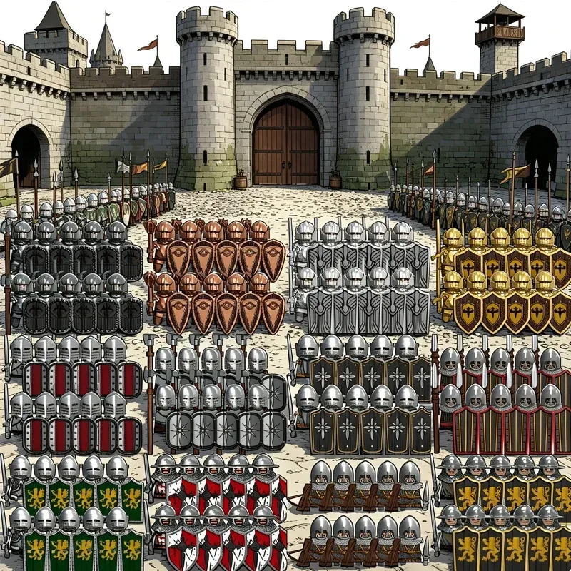 Mittelalterliche Militär-Soldatenfiguren Armee-Bausteine Burg-Ritter Kreuzfahrer Kommandant Krieger Rüstung Zubehör Bausteine Spielzeug