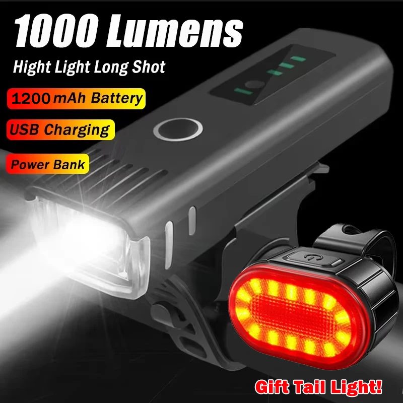 1000LM Fahrrad Led Front Licht LED USB Aufladbare Smart Sensor Rücklicht Wasserdichte Helle Taschenlampe Sicherheit Radfahren Lichter