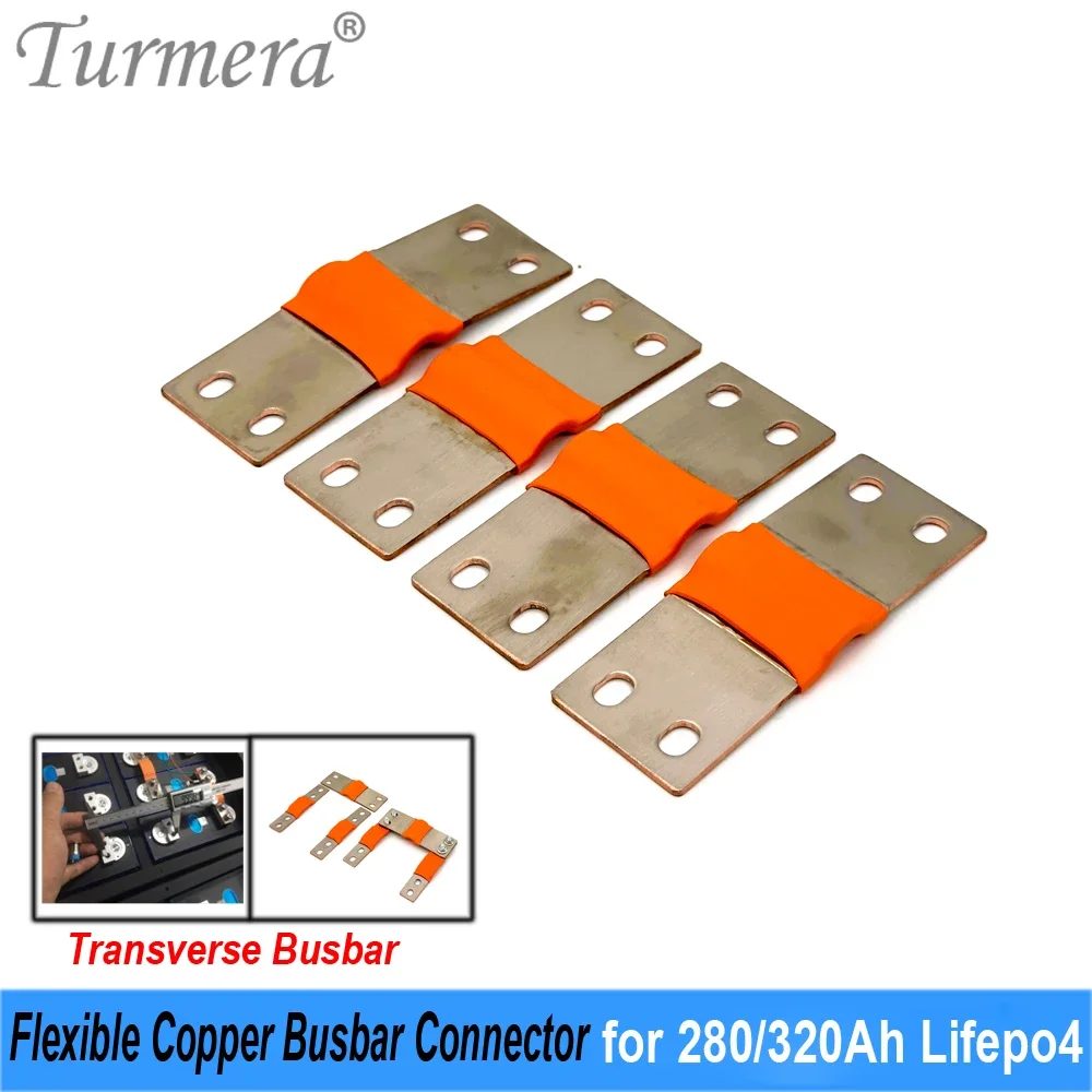Turmera 12V 24V 48V Lifepo4 Batterie Flexible Sammelschiene Kupfer Verbindungsloch zu Loch 80mm 2mm 400A for 280Ah 320Ah Lifepo4