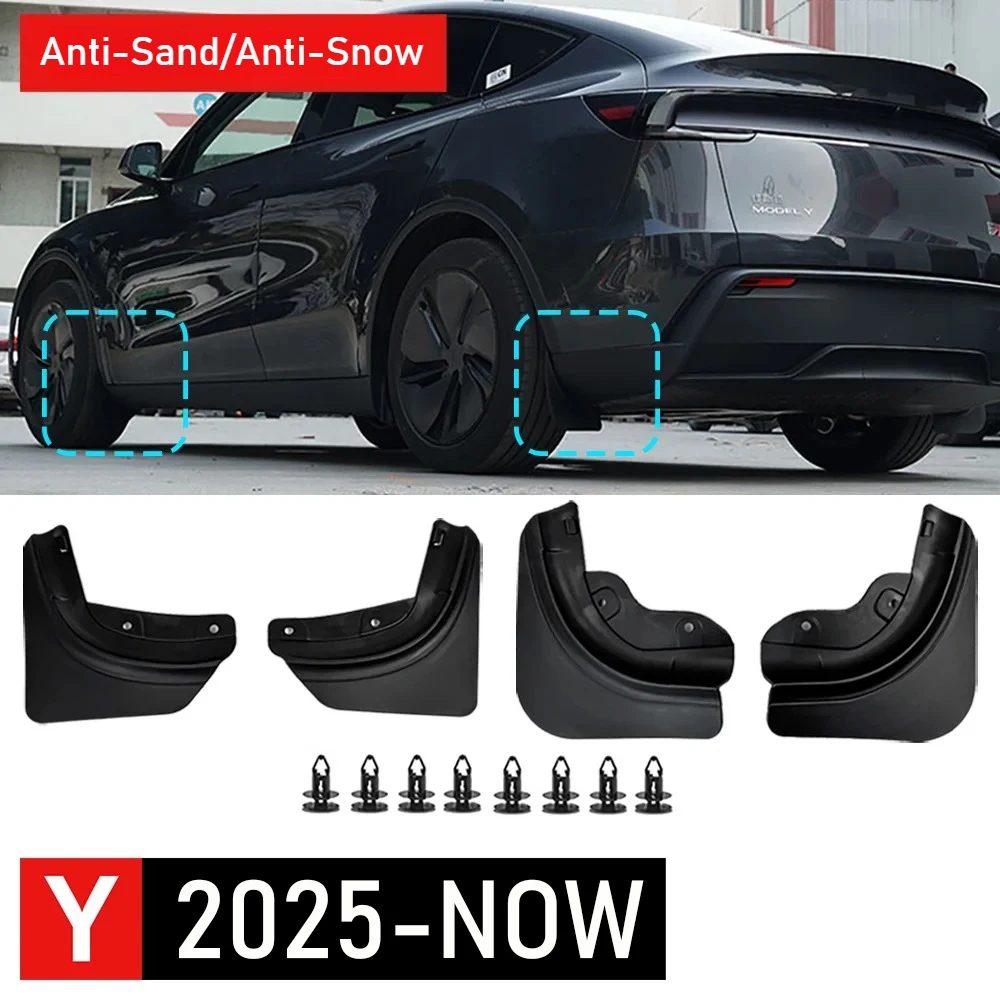 Schützen Sie die Farbe Schmutzfänger für Tesla Model 3 Y Zubehör 2025 2026 Schmutzfänger Reifenspritzschutz Allwetter-Auto-Schmutzfänger-Zubehör