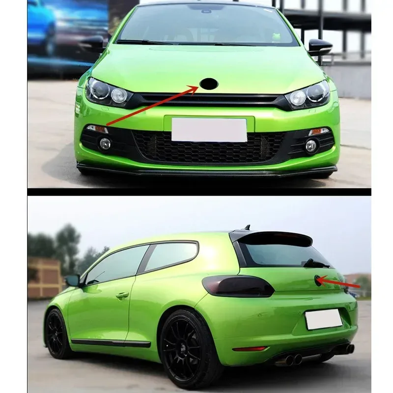 Glänzend Schwarzes Auto-Kühlergrill-Emblem 110mm Frontlogo für Scirocco 2009-2017 90mm Heckklappen-Styling-Zubehör