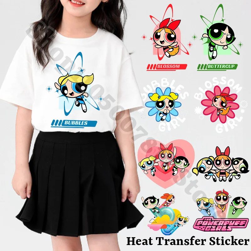 Kawaii Die Powerpuff-Girls Kreative Aufbügelbare Patches Cartoon Niedliche Wärmeübertragungsaufkleber Kleidungsapplikationen DIY Dekorationsaufkleber Geschenke 2026