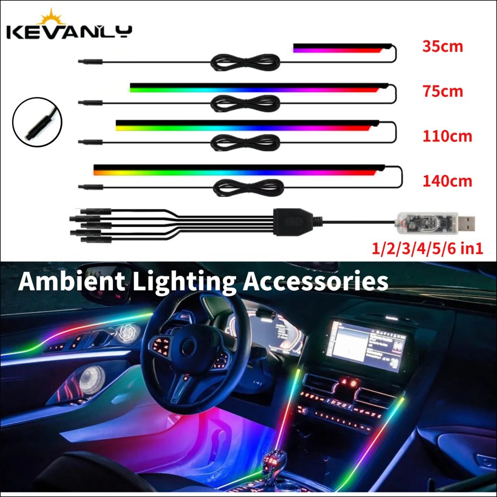 Umgebungsbeleuchtung Zubehör Auto Umgebungslichter LED Oberlicht Symphony RGB Innenraum Acrylstreifen Dekoration USB APP Steuerung