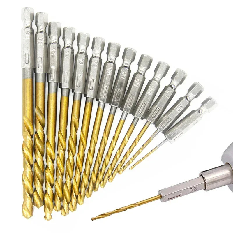 1,5/13pcs hss Hoch geschwindigkeit stahl Titan beschichteter Bohrers atz 6,5 Sechs kant schaft mm-mm Sechs kantgriff Spiralbohrer