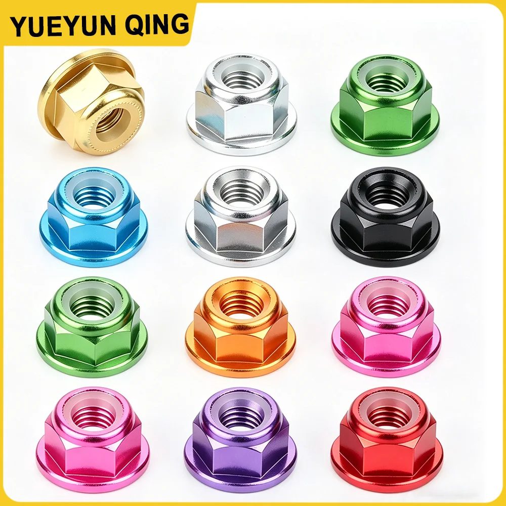 Aluminiumlegierung Flansch-Sicherungsmutter M2M2.5M3M4M5M6M8 Eloxierte Farbige Nylon-Einsatz Selbstsichernde Lockmuttern für RC FPV Racing Drohnen